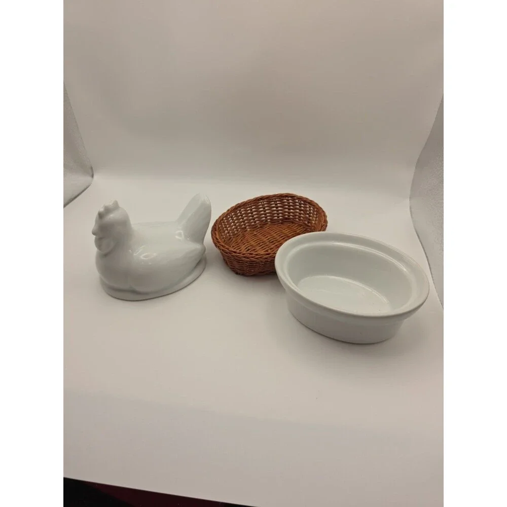 Individual Ceramic Chicken Covered Casserole Baking Dish